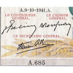 F 46-27 - 09/10/1941 - 5000 francs - Victoire modifié 2 - Série A.685 - Etat : TB+
