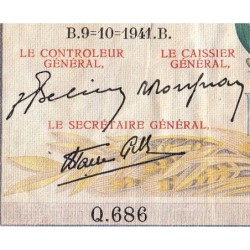 F 46-27 - 09/10/1941 - Faux 10000 francs - Victoire modifié 2 - Série Q.686 - Etat : B-