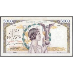 F 46-27 - 09/10/1941 - 5000 francs - Victoire modifié 2 - Série D.697 - Etat : TTB
