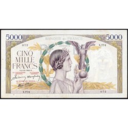 F 46-30 - 04/12/1941 - 5000 francs - Victoire modifié 2 - Série X.774 - Etat : TTB