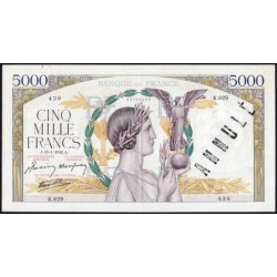 F 46-33 - 15/01/1942 - 5000 francs - Victoire modifié 2 - Série K.829 - Annulé - Etat : TTB+