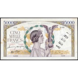 F 46-33 - 15/01/1942 - 5000 francs - Victoire modifié 2 - Série K.829 - Annulé - Etat : TTB-