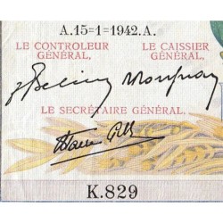 F 46-33 - 15/01/1942 - 5000 francs - Victoire modifié 2 - Série K.829 - Annulé - Etat : TTB-