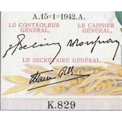 F 46-33 - 15/01/1942 - 5000 francs - Victoire modifié 2 - Série K.829 - Annulé - Etat : TTB+