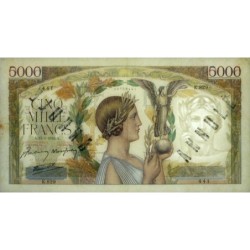 F 46-33 - 15/01/1942 - 5000 francs - Victoire modifié 2 - Série K.829 - Annulé - Etat : TTB+