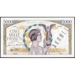 F 46-33 - 15/01/1942 - 5000 francs - Victoire modifié 2 - Série K.829 - Annulé - Etat : SUP
