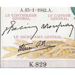 F 46-33 - 15/01/1942 - 5000 francs - Victoire modifié 2 - Série K.829 - Annulé - Etat : SUP
