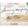 F 46-33 - 15/01/1942 - 5000 francs - Victoire modifié 2 - Série K.829 - Annulé - Etat : SUP