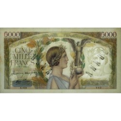 F 46-33 - 15/01/1942 - 5000 francs - Victoire modifié 2 - Série K.829 - Annulé - Etat : SUP