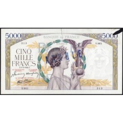 F 46-34 - 05/03/1942 - 5000 francs - Victoire modifié 2 - Série V.861 - Annulé - Etat : AB