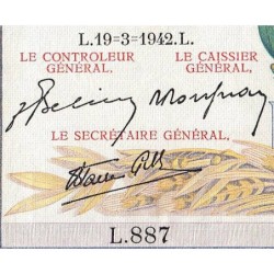 F 46-35 - 19/03/1942 - 5000 francs - Victoire modifié 2 - Série L.887 - Etat : SUP-