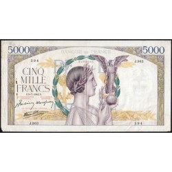 F 46-38 - 09/07/1942 - 5000 francs - Victoire modifié 2 - Série J.963 - Etat : TB