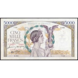 F 46-39 - 30/07/1942 - 5000 francs - Victoire modifié 2 - Série X.990 - Etat : TTB