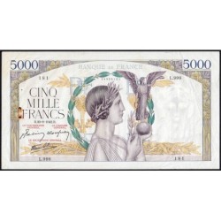 F 46-40 - 20/08/1942 - 5000 francs - Victoire modifié 2 - Série L.998 - Etat : TTB-