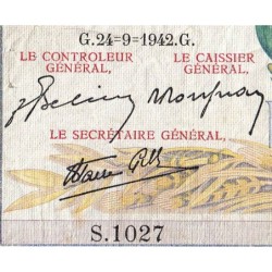 F 46-41 - 24/09/1942 - 5000 francs - Victoire modifié 2 - Série S.1027 - Etat : TB