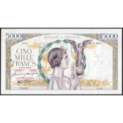 F 46-41 - 24/09/1942 - 5000 francs - Victoire modifié 2 - Série T.1037 - Etat : TTB
