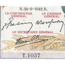 F 46-41 - 24/09/1942 - 5000 francs - Victoire modifié 2 - Série T.1037 - Etat : TTB