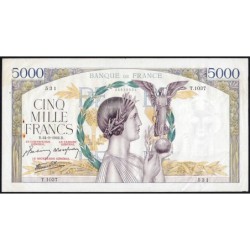 F 46-41 - 24/09/1942 - 5000 francs - Victoire modifié 2 - Série T.1037 - Etat : TTB+
