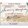 F 46-41 - 24/09/1942 - 5000 francs - Victoire modifié 2 - Série T.1037 - Etat : TTB+
