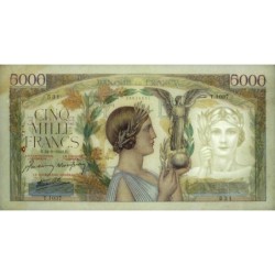 F 46-41 - 24/09/1942 - 5000 francs - Victoire modifié 2 - Série T.1037 - Etat : TTB+