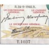 F 46-41 - 24/09/1942 - 5000 francs - Victoire modifié 2 - Série T.1037 - Etat : TTB