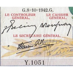 F 46-42 - 08/10/1942 - 5000 francs - Victoire modifié 2 - Série Y.1051 - Etat : SUP