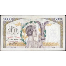 F 46-44 - 19/11/1942 - 5000 francs - Victoire modifié 2 - Série Q.1106 - Etat : TTB-