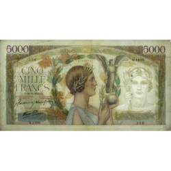 F 46-44 - 19/11/1942 - 5000 francs - Victoire modifié 2 - Série Q.1106 - Etat : TTB-