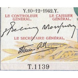 F 46-45 - 10/12/1942 - 5000 francs - Victoire modifié 2 - Série T.1139 - Etat : TTB