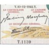 F 46-45 - 10/12/1942 - 5000 francs - Victoire modifié 2 - Série T.1139 - Etat : TTB