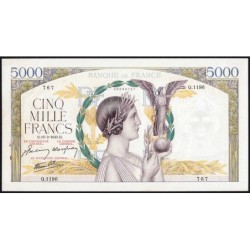F 46-48 - 18/02/1943 - 5000 francs - Victoire modifié 2 - Série Q.1196 - Etat : SUP
