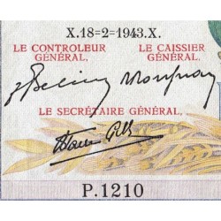 F 46-48 - 18/02/1943 - 5000 francs - Victoire modifié 2 - Série P.1210 - Etat : SUP-
