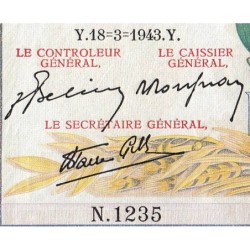 F 46-49 - 18/03/1943 - 5000 francs - Victoire modifié 2 - Série N.1235 - Etat : SUP+