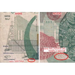 Mexique - Pick 90b - 10'000 pesos - Série NJ - Préfixe U - 01/02/1988 - Etat : TB