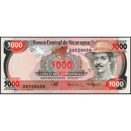 Nicaragua - Pick 146 - 5'000 córdobas - Série G - 11/06/1985 - Etat : NEUF