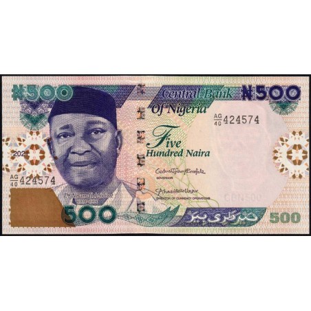 Nigéria - Pick 30t - 500 naira - Série AG/40 - 2021 - Etat : NEUF