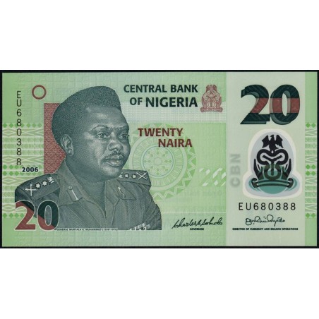 Nigéria - Pick 34a_1 - 20 naira - Série EU - 2006 - Polymère - Etat : NEUF