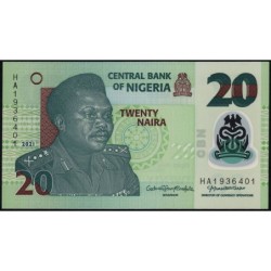 Nigéria - Pick 34q - 20 naira - Série HA - 2021 - Polymère - Etat : NEUF