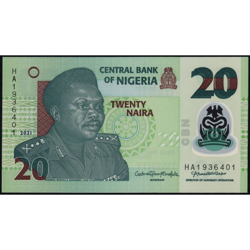 Nigéria - Pick 34q - 20 naira - Série HA - 2021 - Polymère - Etat : NEUF