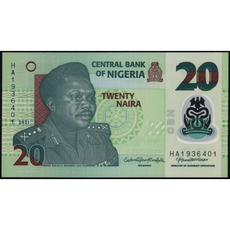 Nigéria - Pick 34q - 20 naira - Série HA - 2021 - Polymère - Etat : NEUF
