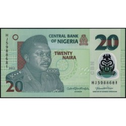 Nigéria - Pick 34r - 20 naira - Série GY - 2022 - Polymère - Etat : NEUF