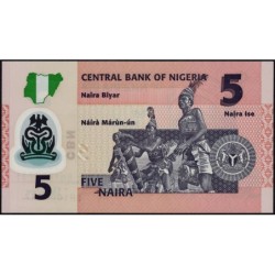 Nigéria - Pick 38e - 5 naira - Série BH - 2014 - Polymère - Etat : NEUF