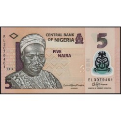 Nigéria - Pick 38g - 5 naira - Série EL - 2016 - Polymère - Etat : NEUF
