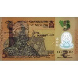 Nigéria - Pick 38g - 5 naira - Série EL - 2016 - Polymère - Etat : NEUF
