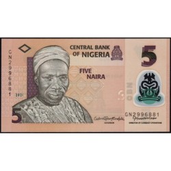 Nigéria - Pick 38l - 5 naira - Série GN - 2021 - Polymère - Etat : NEUF