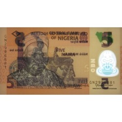 Nigéria - Pick 38l - 5 naira - Série GN - 2021 - Polymère - Etat : NEUF