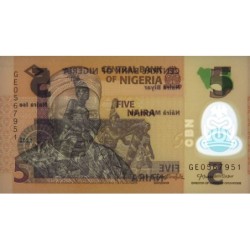 Nigéria - Pick 38m - 5 naira - Série GE - 2022 - Polymère - Etat : NEUF