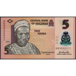Nigéria - Pick 38o_1 - 5 naira - Série HB - 2025 - Polymère - Etat : NEUF
