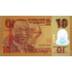 Nigéria - Pick 39l - 10 naira - Série GH - 2021 - Polymère - Etat : NEUF