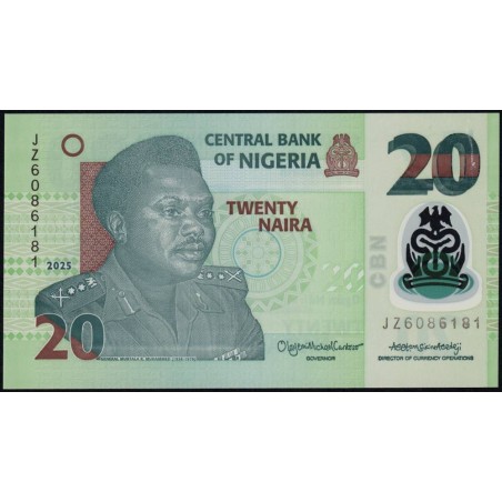 Nigéria - Pick 34t - 20 naira - Série JZ - 2025 - Polymère - Etat : NEUF